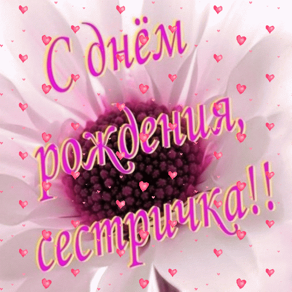 Поздравительная мерцающая GIF картинка «Фейерверк» с днём рождения Сестре с поздравлениями «Картинка с поздравлением сестре на День Рождения (Цветок на фоне)» Стильная анимационная GIF открытка «Фейерверк» с днём рождения Сестре с поздравлениями «Картинка с поздравлением сестре на День Рождения (Цветок на фоне)»