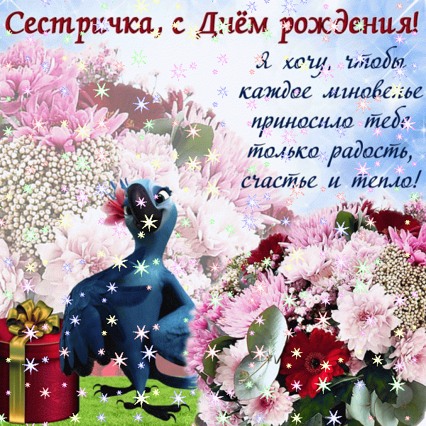 Современная анимационная GIF открытка «Звезды» с днём рождения Сестре с поздравлениями «Открытка с розой на День Рождения сестры! Поздравление от брата» Лучшая анимационная GIF картинка «Звезды» с днём рождения Сестре с поздравлениями «Открытка с розой на День Рождения сестры! Поздравление от брата»